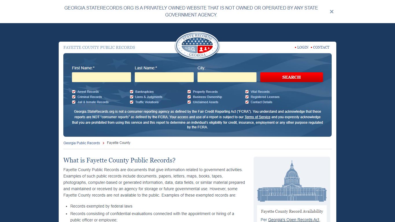 Fayette County Arrest, Court, and Public Records | StateRecords.org