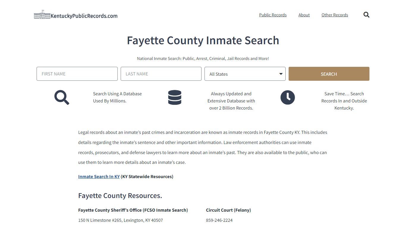 Fayette County Inmate Search - FCSO Current & Past Jail Records